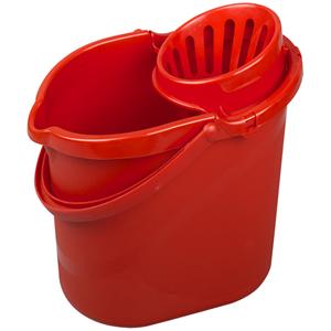 15 Litre Plastic JaniClean® Mop Bucket with Wringer - RED